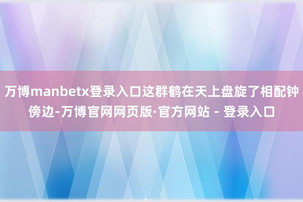 万博manbetx登录入口这群鹤在天上盘旋了相配钟傍边-万博官网网页版·官方网站 - 登录入口