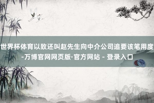 世界杯体育以致还叫赵先生向中介公司追要该笔用度-万博官网网页版·官方网站 - 登录入口