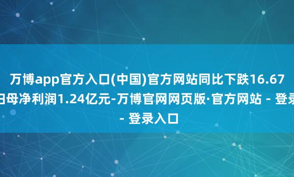 万博app官方入口(中国)官方网站同比下跌16.67%；归母净利润1.24亿元-万博官网网页版·官方网站 - 登录入口