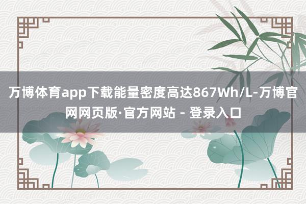 万博体育app下载能量密度高达867Wh/L-万博官网网页版·官方网站 - 登录入口
