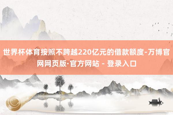 世界杯体育按照不跨越220亿元的借款额度-万博官网网页版·官方网站 - 登录入口